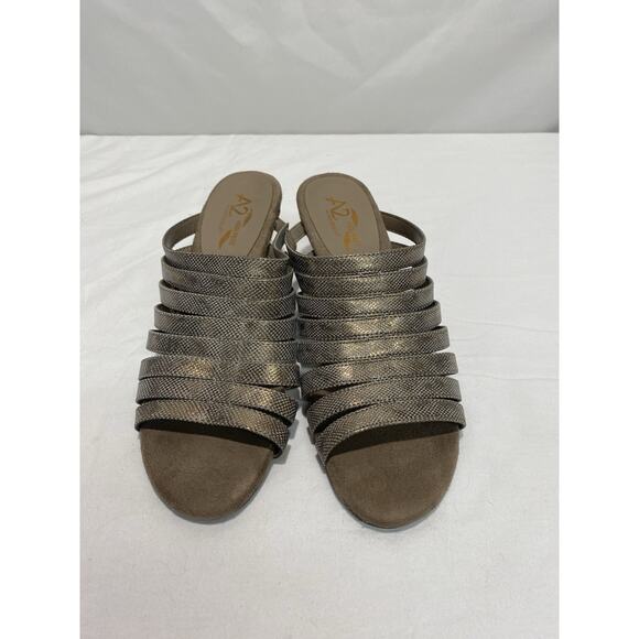 AEROSOLES A2 HEELREST Slip On MID HEELS WOMEN'S OPEN TOE Sandals SHOES SIZE 11 - Picture 5 of 7